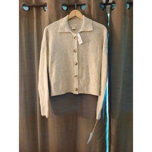 Nwt Jessica Simpson Knit Stretchy Button Beige Cardigan Size Medium